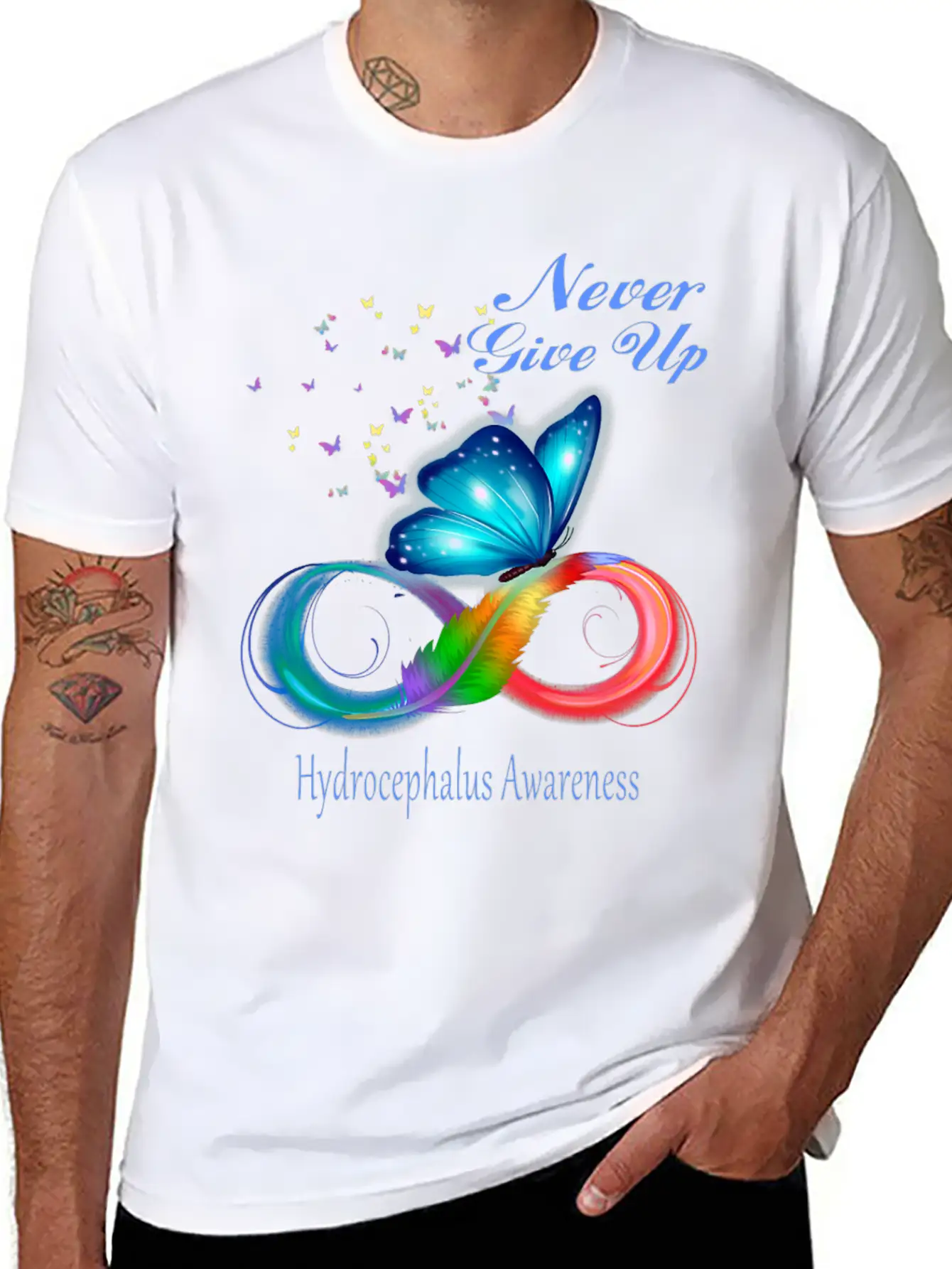 Butterfly Hydrocephalus Awareness Unisex Short Sleeve Soft Cotton T-Shirt – Casual Everyday Wear