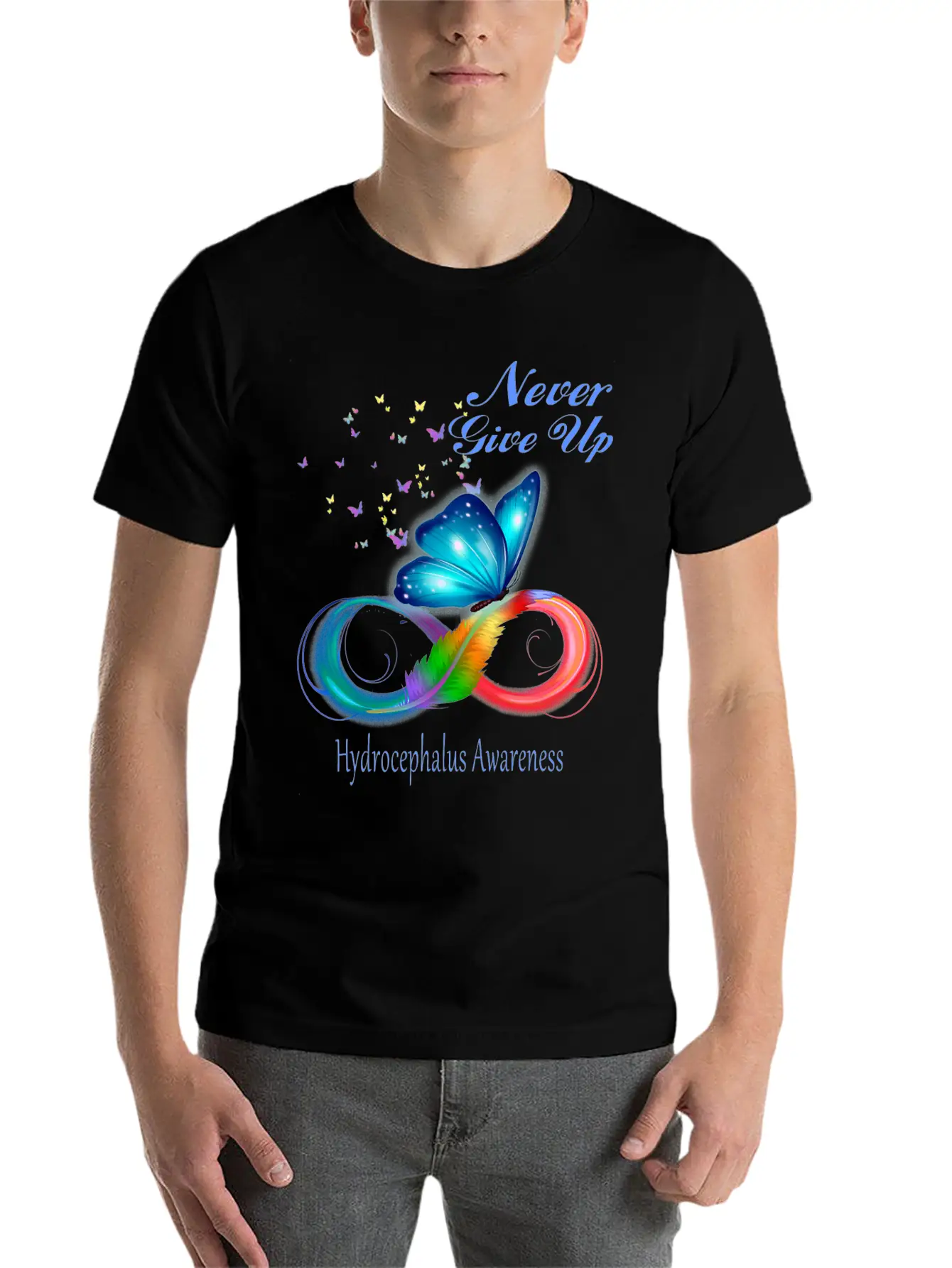 Butterfly Hydrocephalus Awareness Unisex Short Sleeve Soft Cotton T-Shirt – Casual Everyday Wear