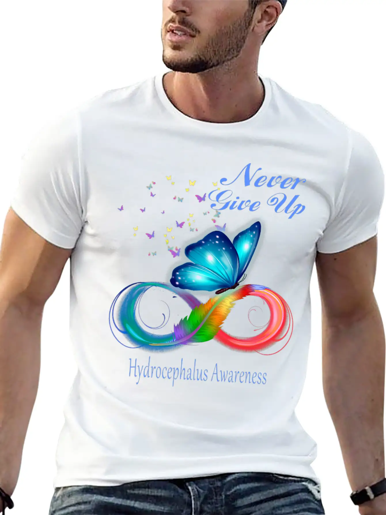 Butterfly Hydrocephalus Awareness Unisex Short Sleeve Soft Cotton T-Shirt – Casual Everyday Wear