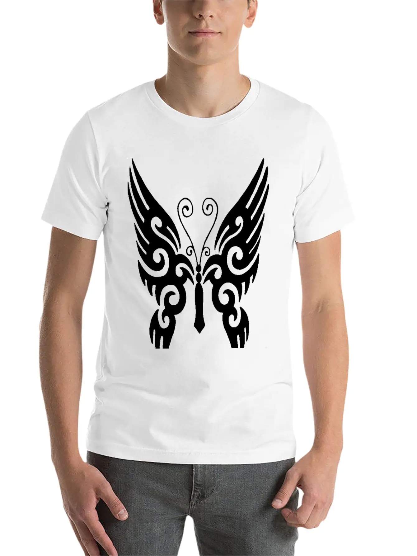 Butterfly Tribal Design Black Timeless Short Sleeve Tee – Comfy And Minimalist Design