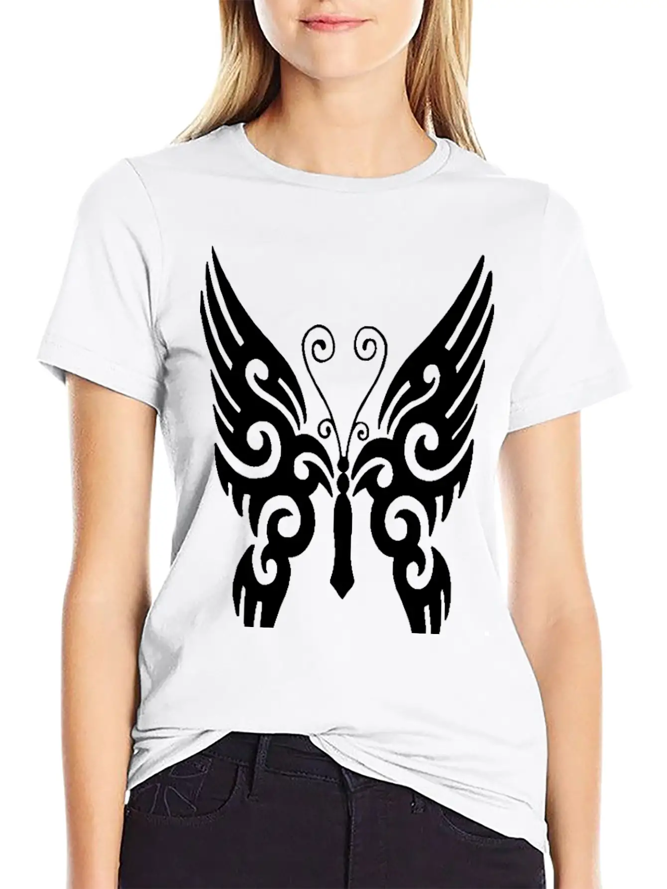 Butterfly Tribal Design Black Timeless Short Sleeve Tee – Comfy And Minimalist Design