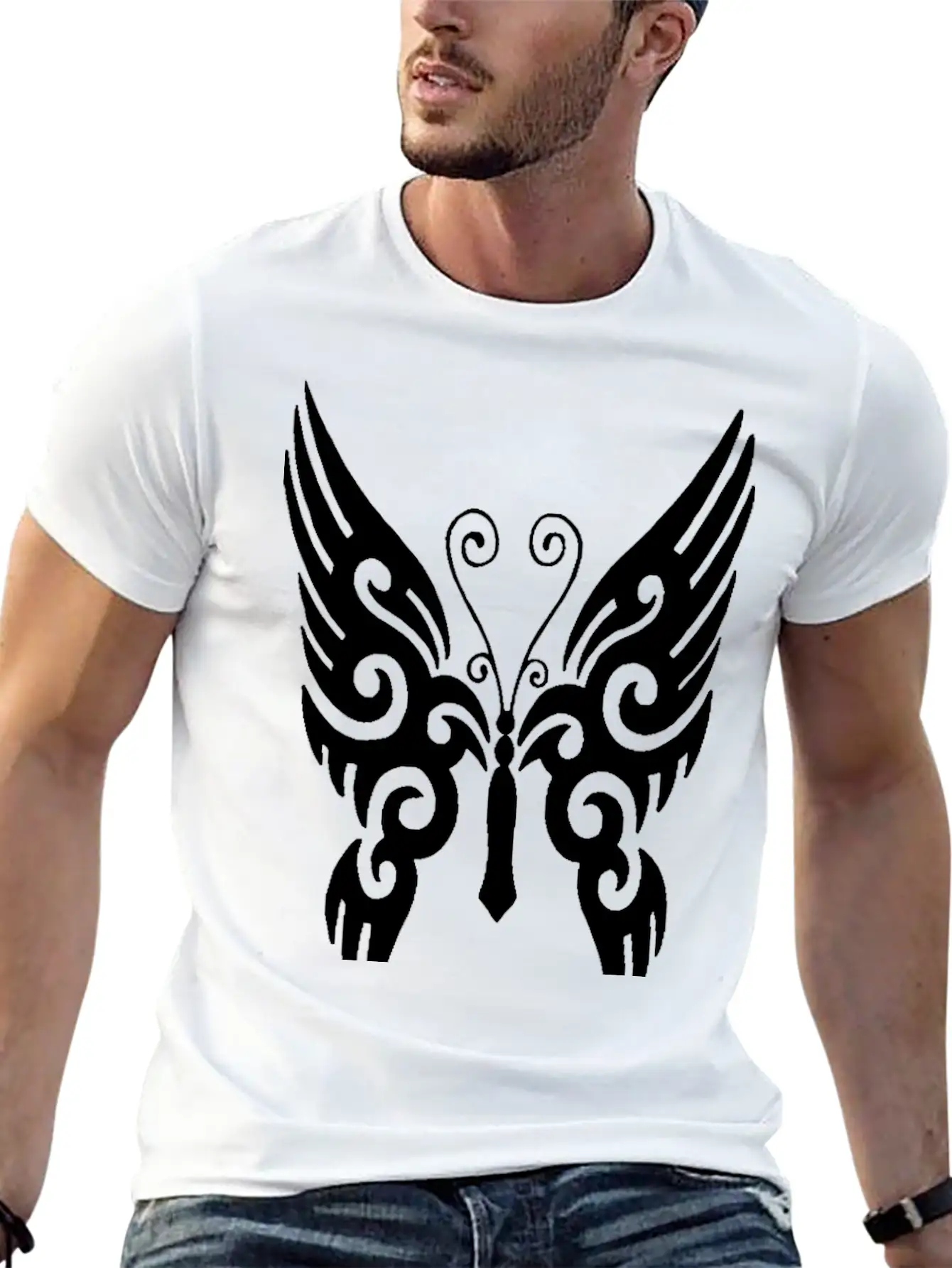 Butterfly Tribal Design Black Timeless Short Sleeve Tee – Comfy And Minimalist Design