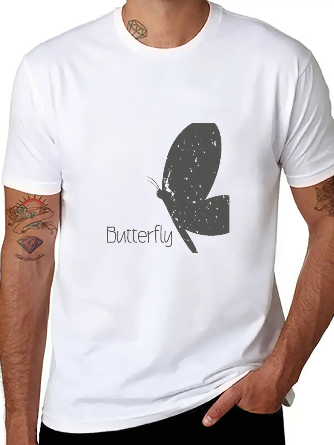 Butterfly With Lettering Butterfly Timeless Short Sleeve Tee – Comfy And Minimalist Design