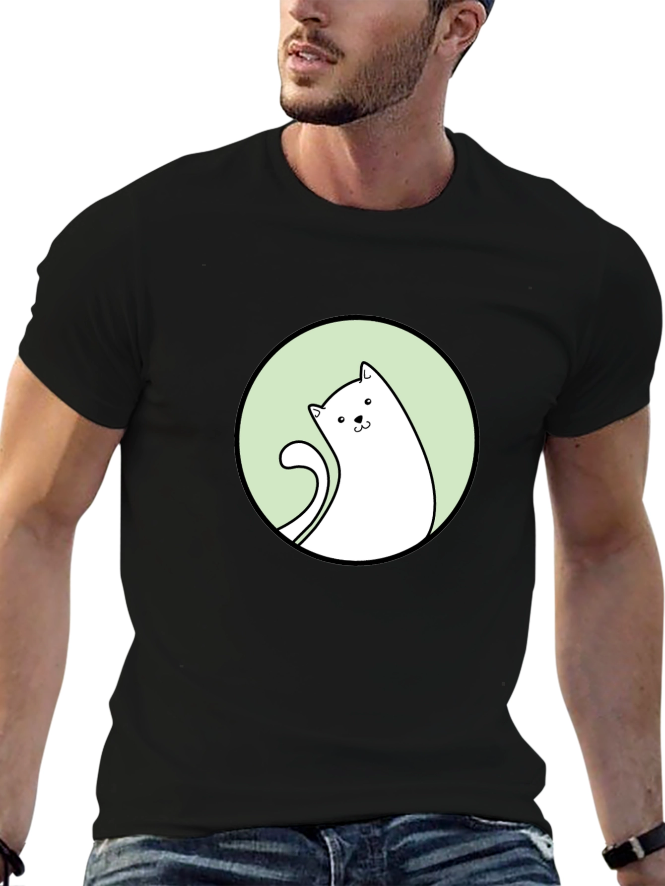 Cat Graphic Tee - Black T-Shirt