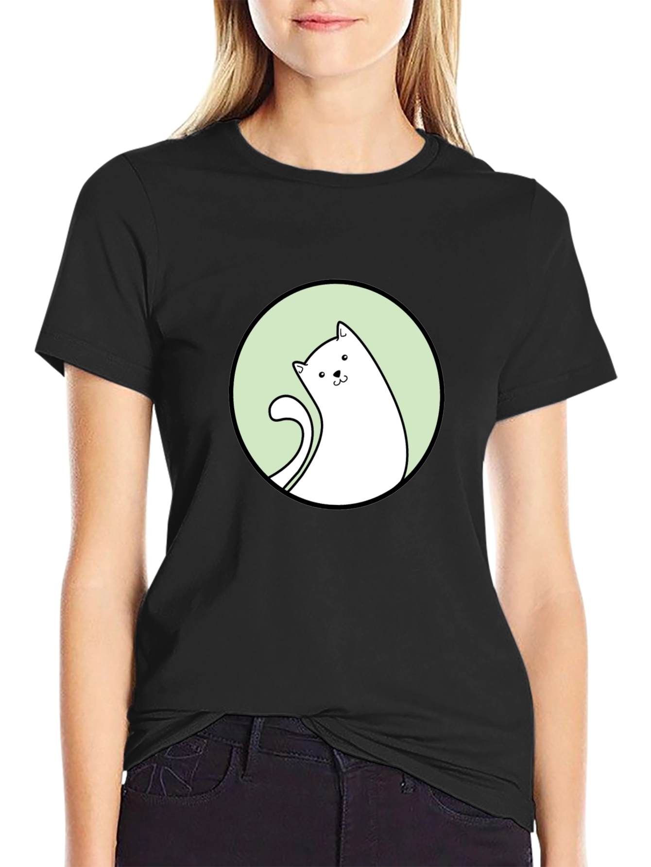 Cat Graphic Tee - Black T-Shirt