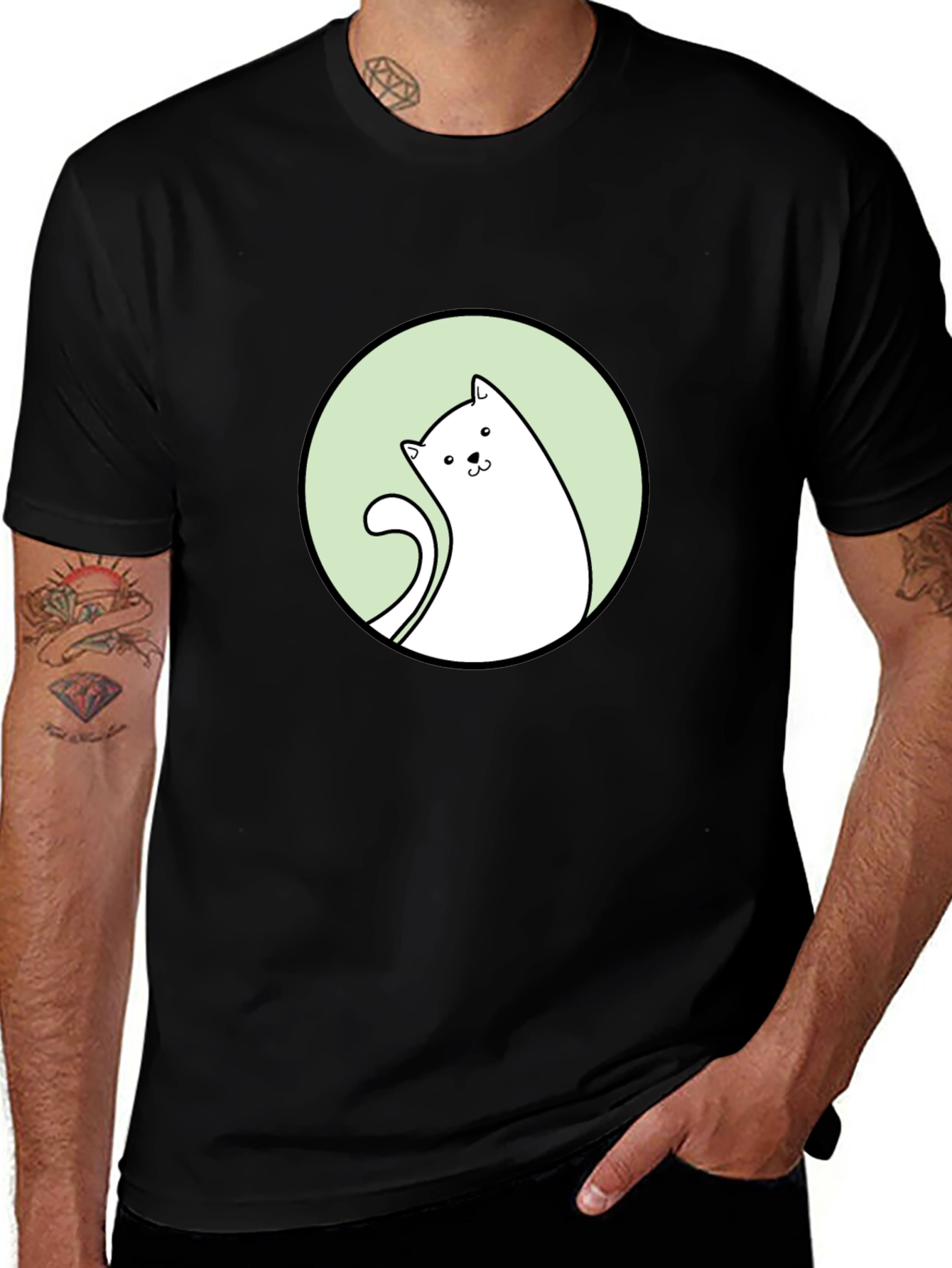 Cat Graphic Tee - Black T-Shirt