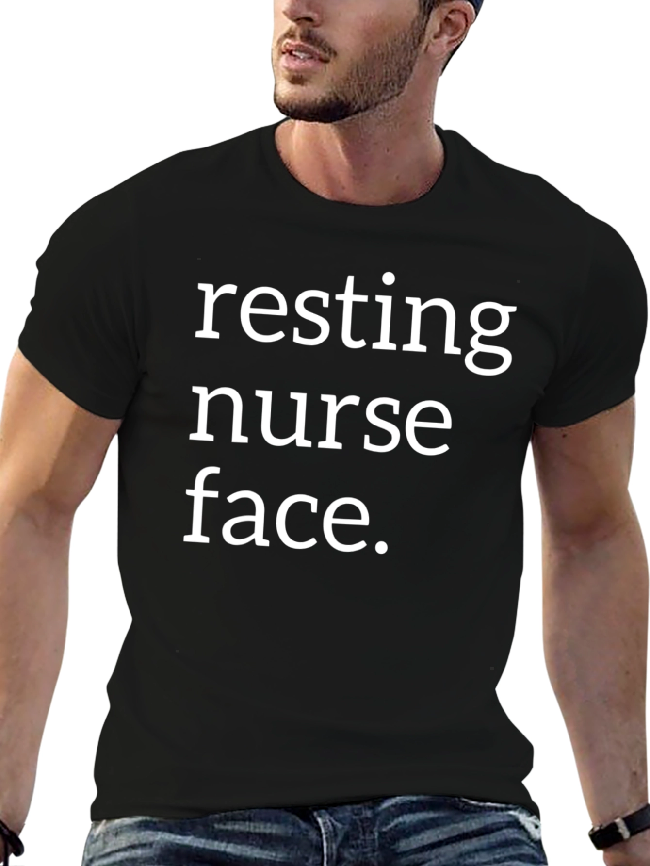 Resting Nurse Face Graphic Tee - Black T-Shirt