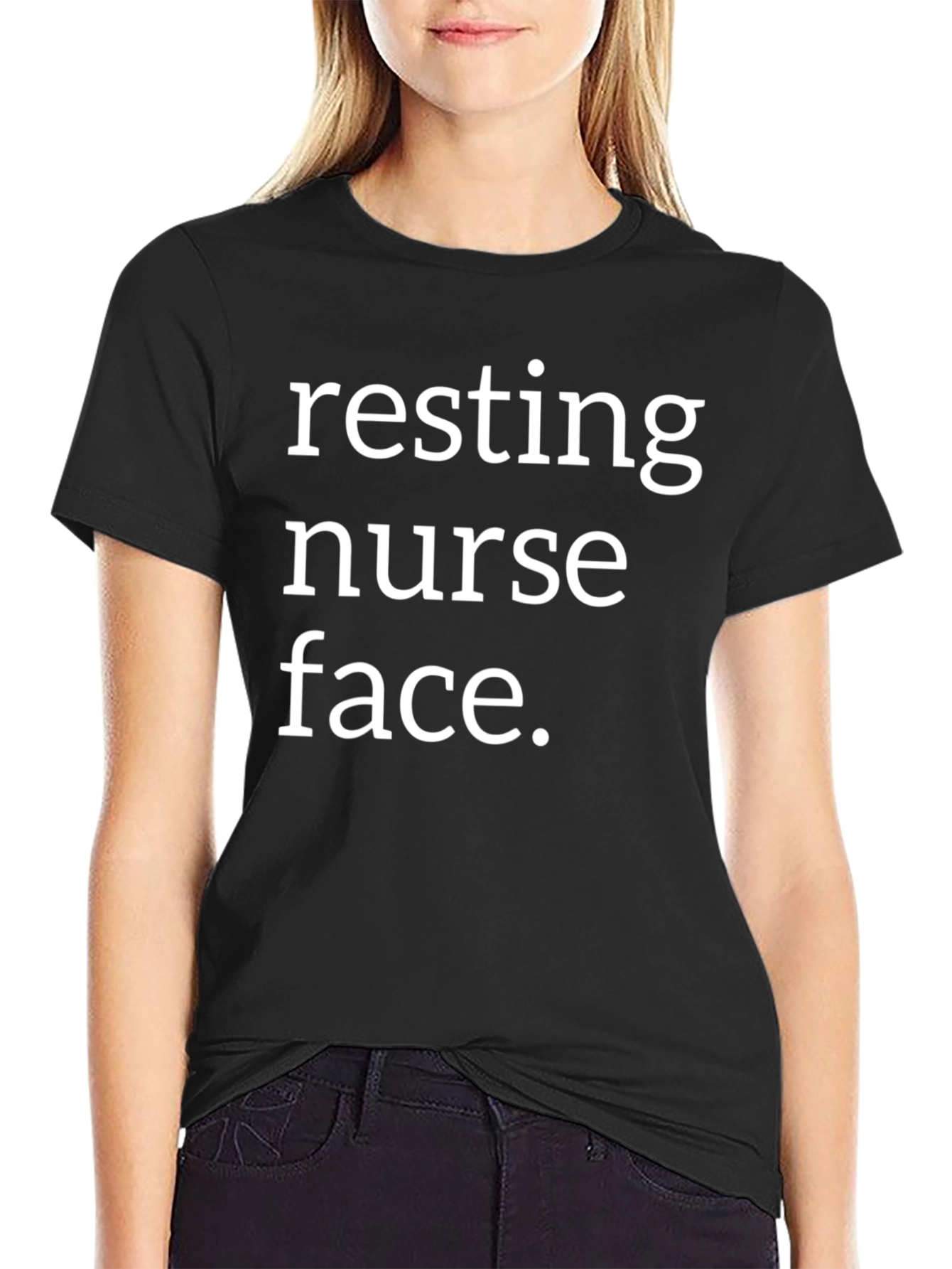 Resting Nurse Face Graphic Tee - Black T-Shirt