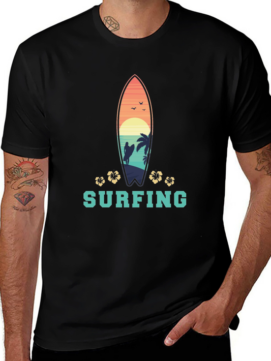 Surfing T-Shirt: Tropical Surfboard Design