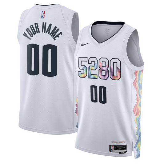 Men's Denver Nuggets White 2024/25 Custom Swingman Jerseys - City Edition