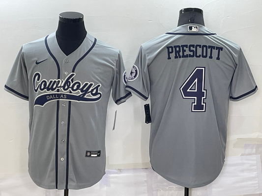 Men's Dallas Cowboys Dak Prescott #4 Gray Player Jerseys Joint Edition