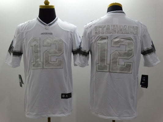 Men's Dallas Cowboys Roger Staubach #12 White Game Player Jerseys