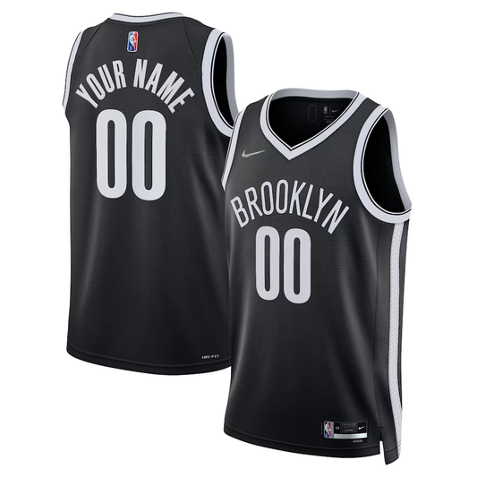 Men's Brooklyn Nets Black 2021/22 Diamond Swingman Custom Jerseys - Icon Edition