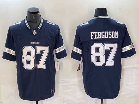 Men's Dallas Cowboys Jake Ferguson #87 Navy Game Jerseys