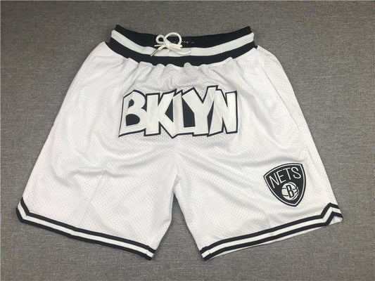 Men's Brooklyn Nets White Basketball Retro Shorts1