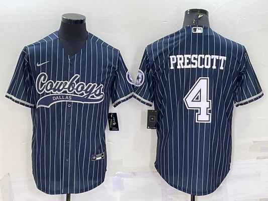 Men's Dallas Cowboys Dak Prescott #4 Navy Game Jerseys Joint Edition
