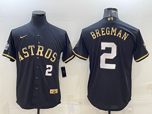 Men's Houston Astros Alex Bregman #2 Black Alternate Replica Player Jerseys