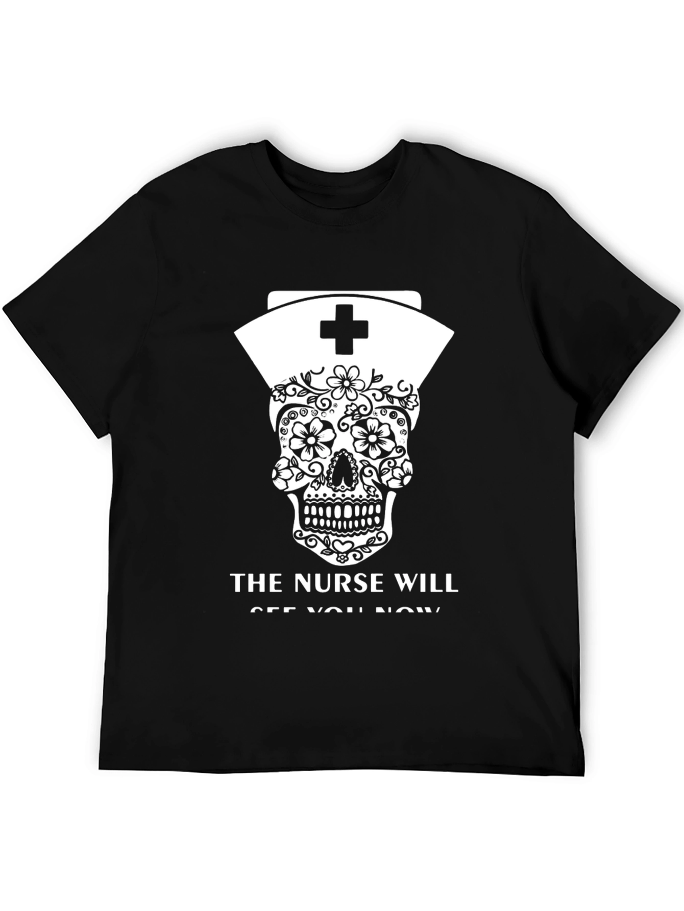 Nurse Skull Graphic Tee - Black T-Shirt