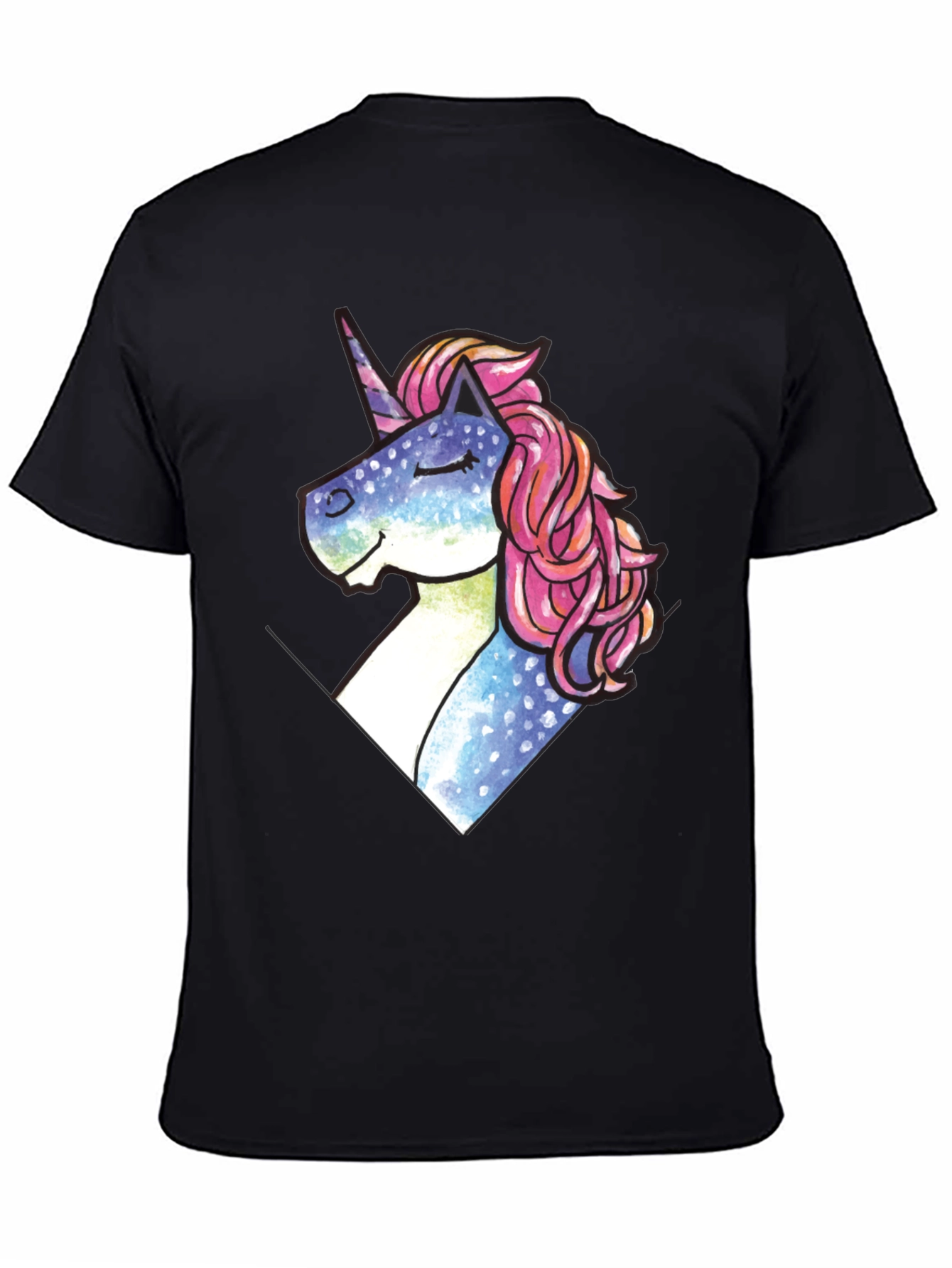 Unicorn Pocket Print Black T-Shirt
