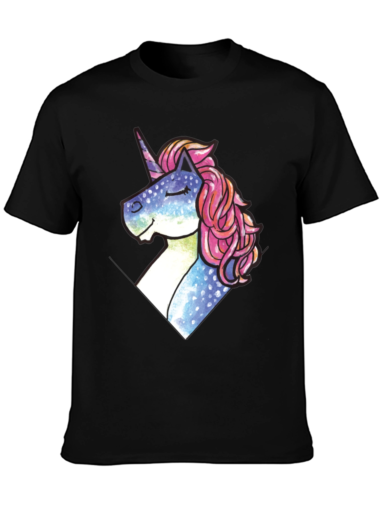 Unicorn Pocket Print Black T-Shirt