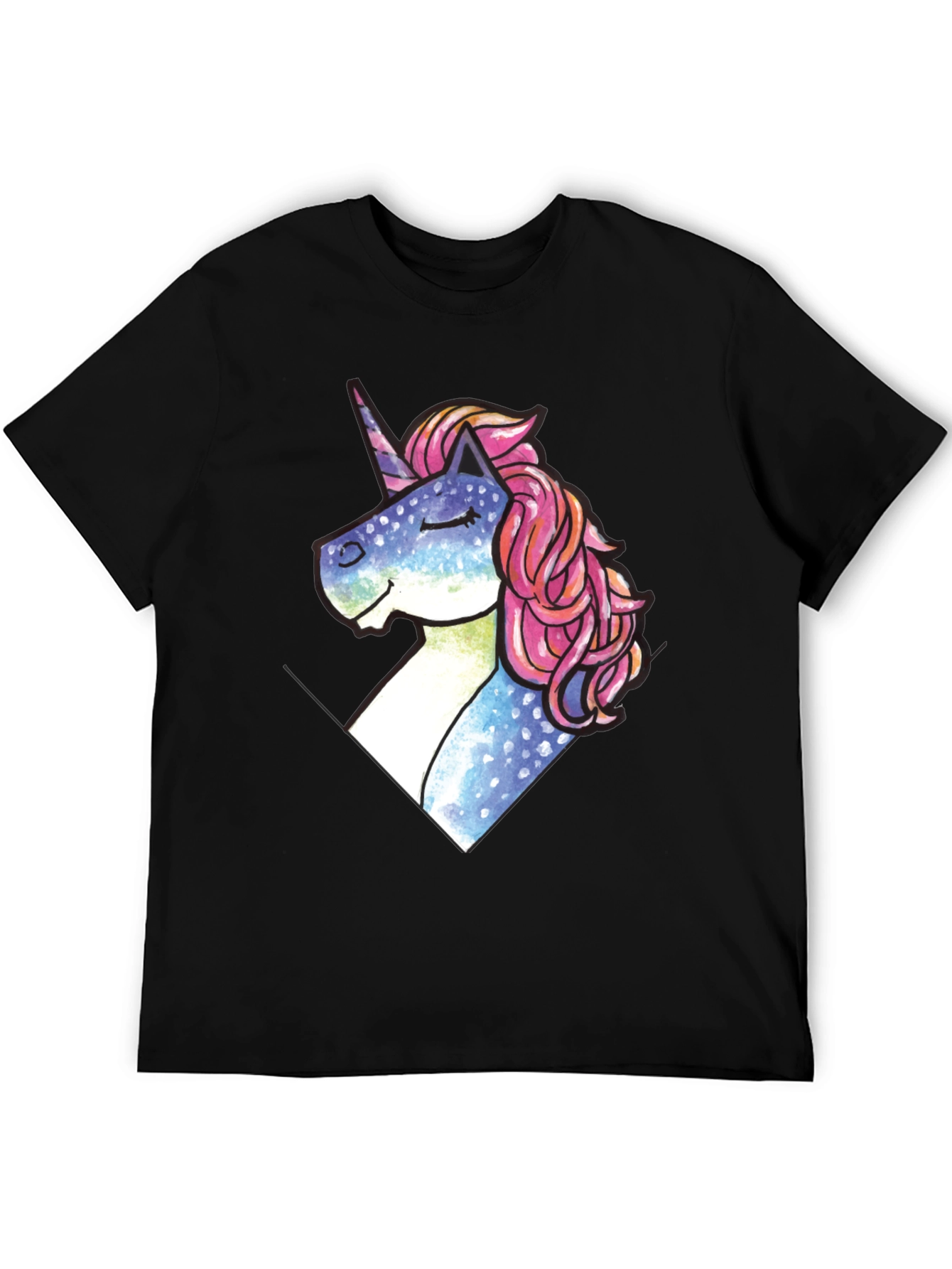 Unicorn Pocket Print Black T-Shirt