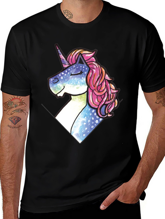 Unicorn Pocket Print Black T-Shirt