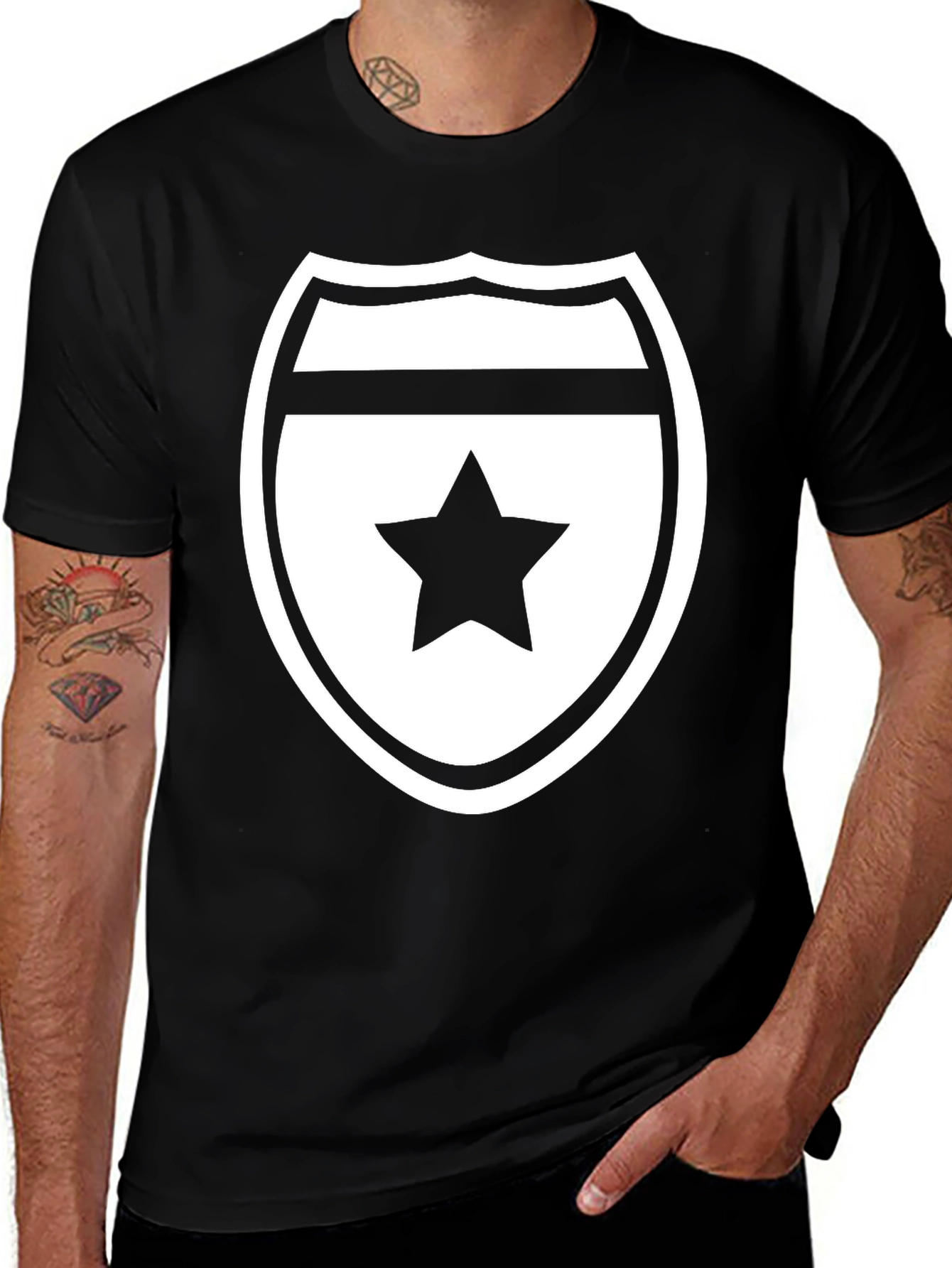 Star Shield Graphic Tee - Mens Black T-Shirt