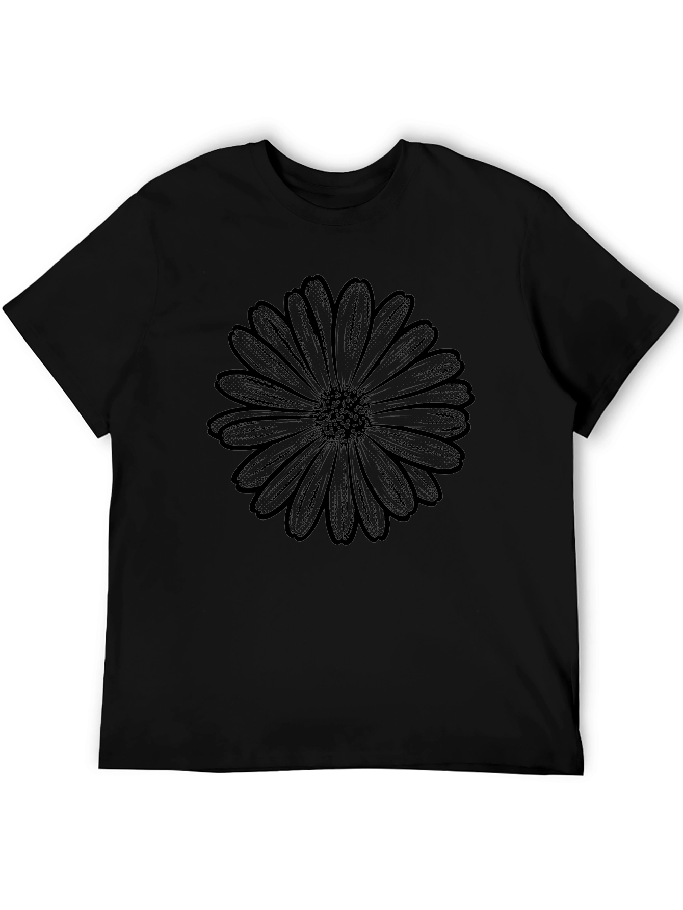 Black Flower Graphic Tee - Classic Style
