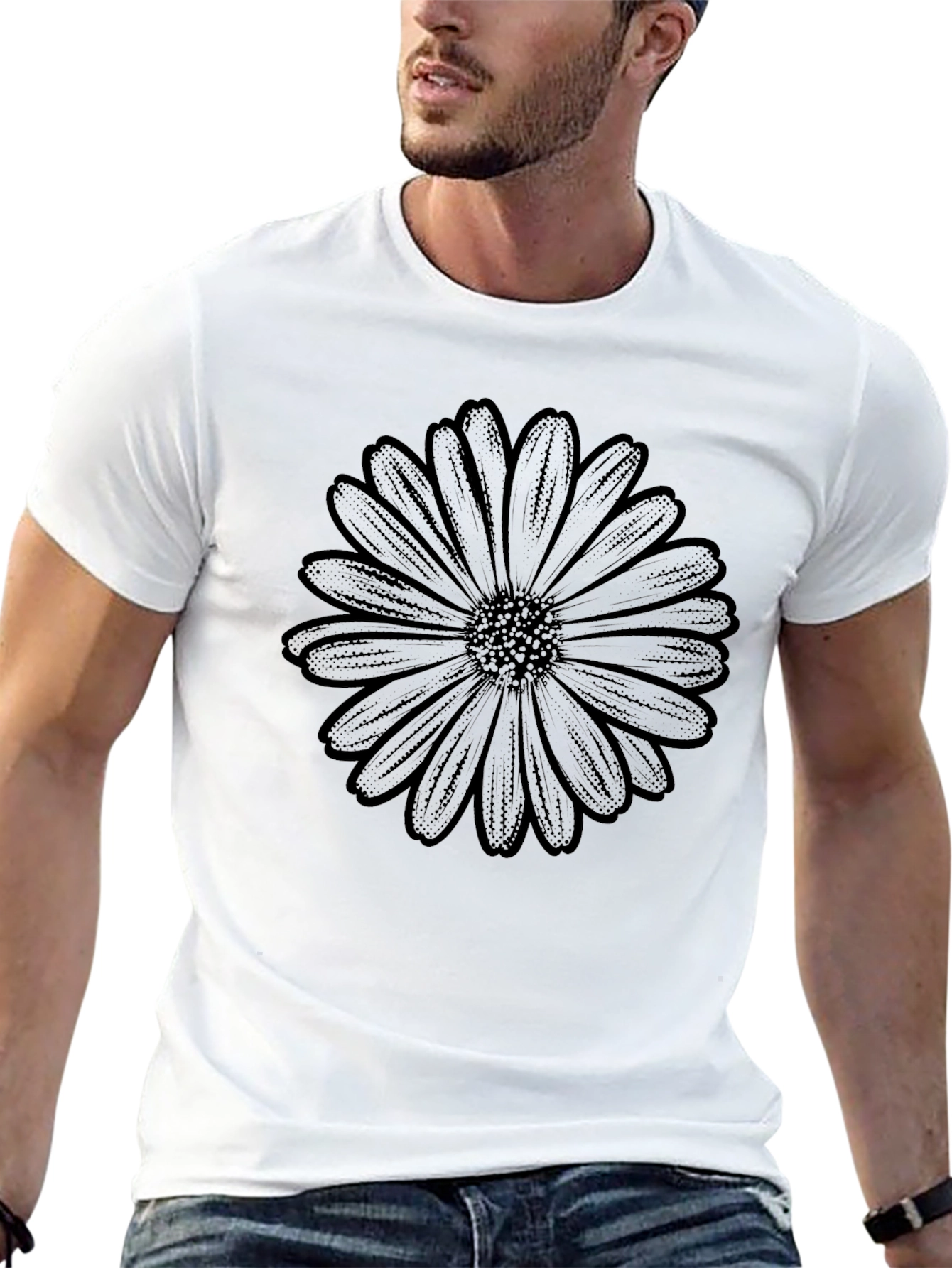 Black Flower Graphic Tee - Classic Style