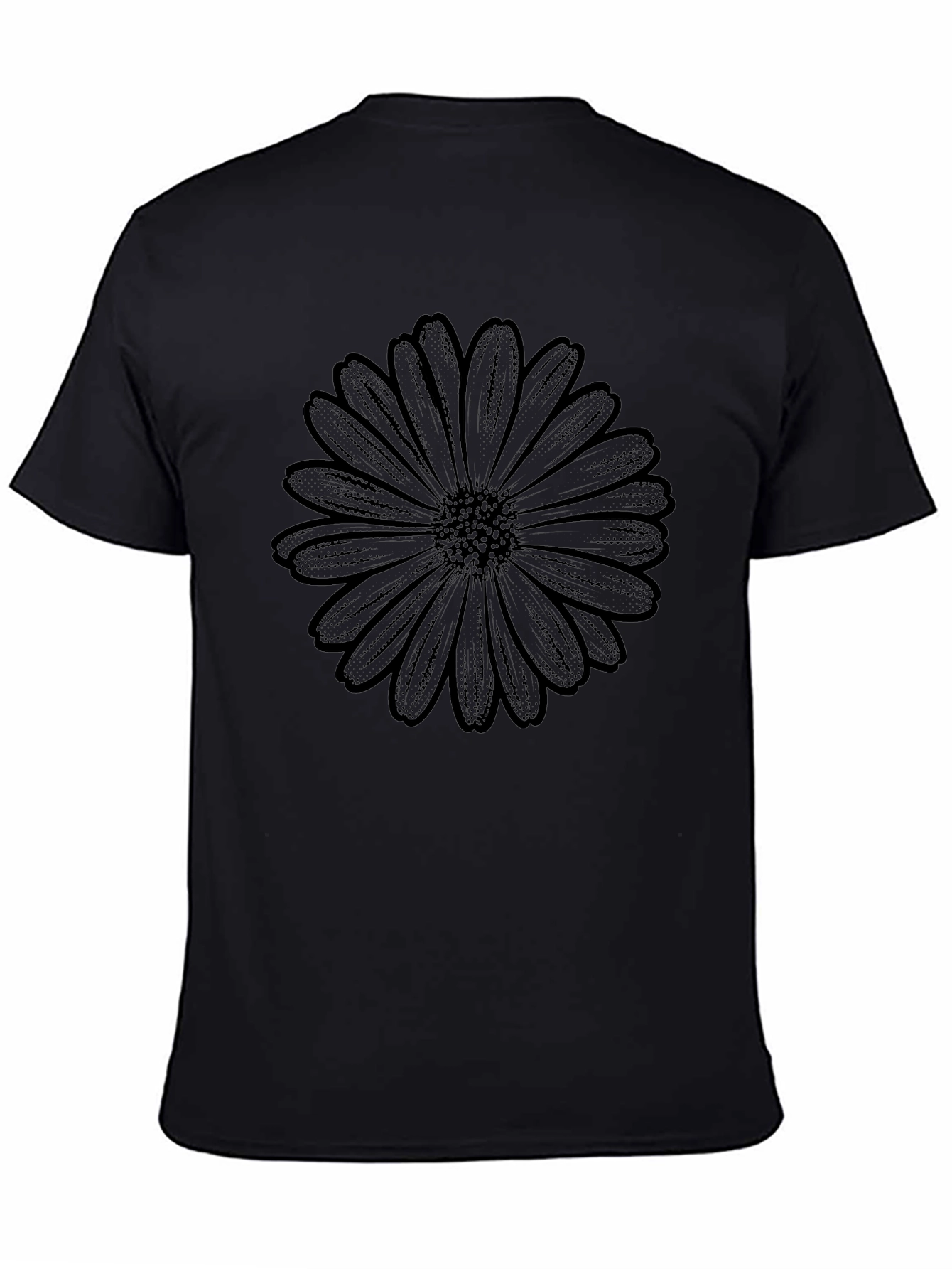 Black Flower Graphic Tee - Classic Style
