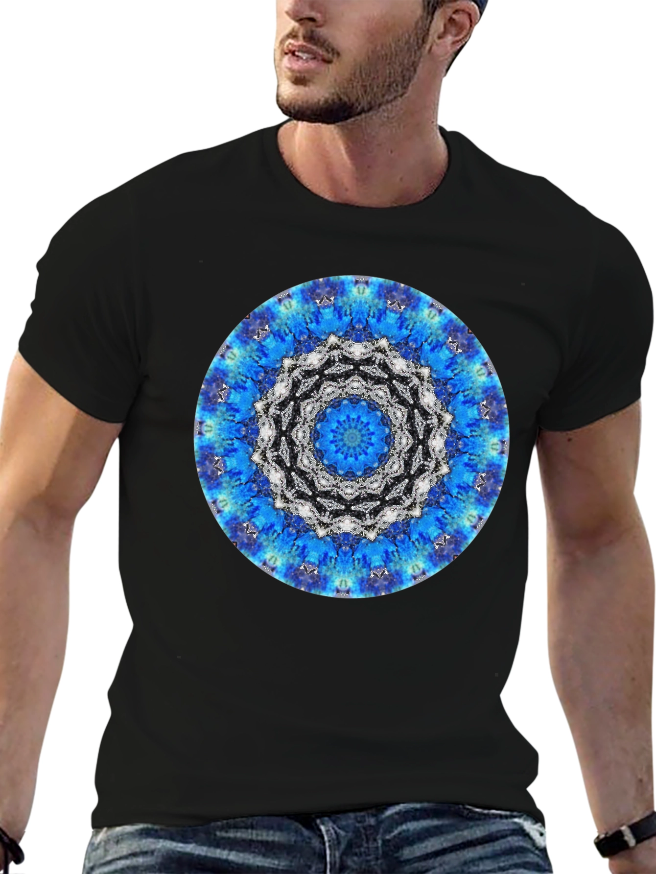 Blue Mandala Graphic Tee - Stylish Unisex T-Shirt