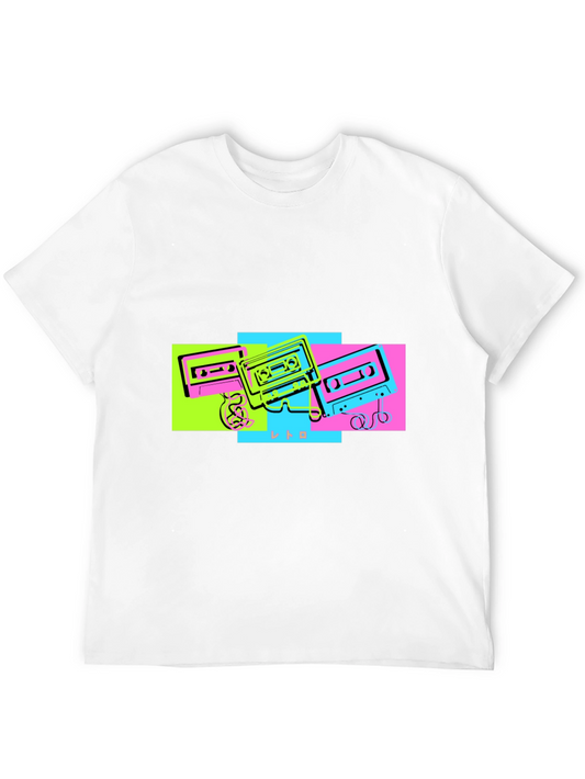 Retro Cassette Graphic Tee - Black Cotton T-Shirt