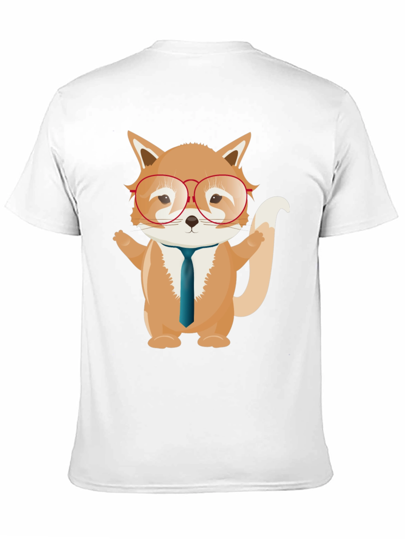 Fox with Glasses Graphic T-Shirt - Black