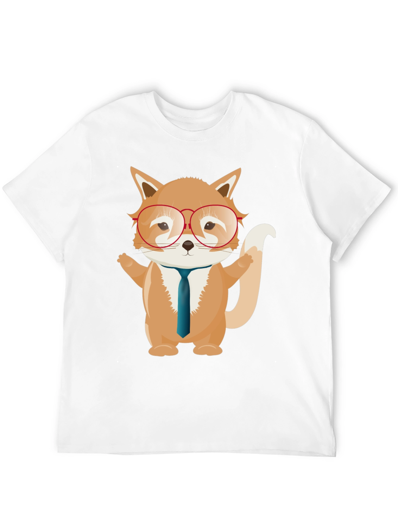 Fox with Glasses Graphic T-Shirt - Black