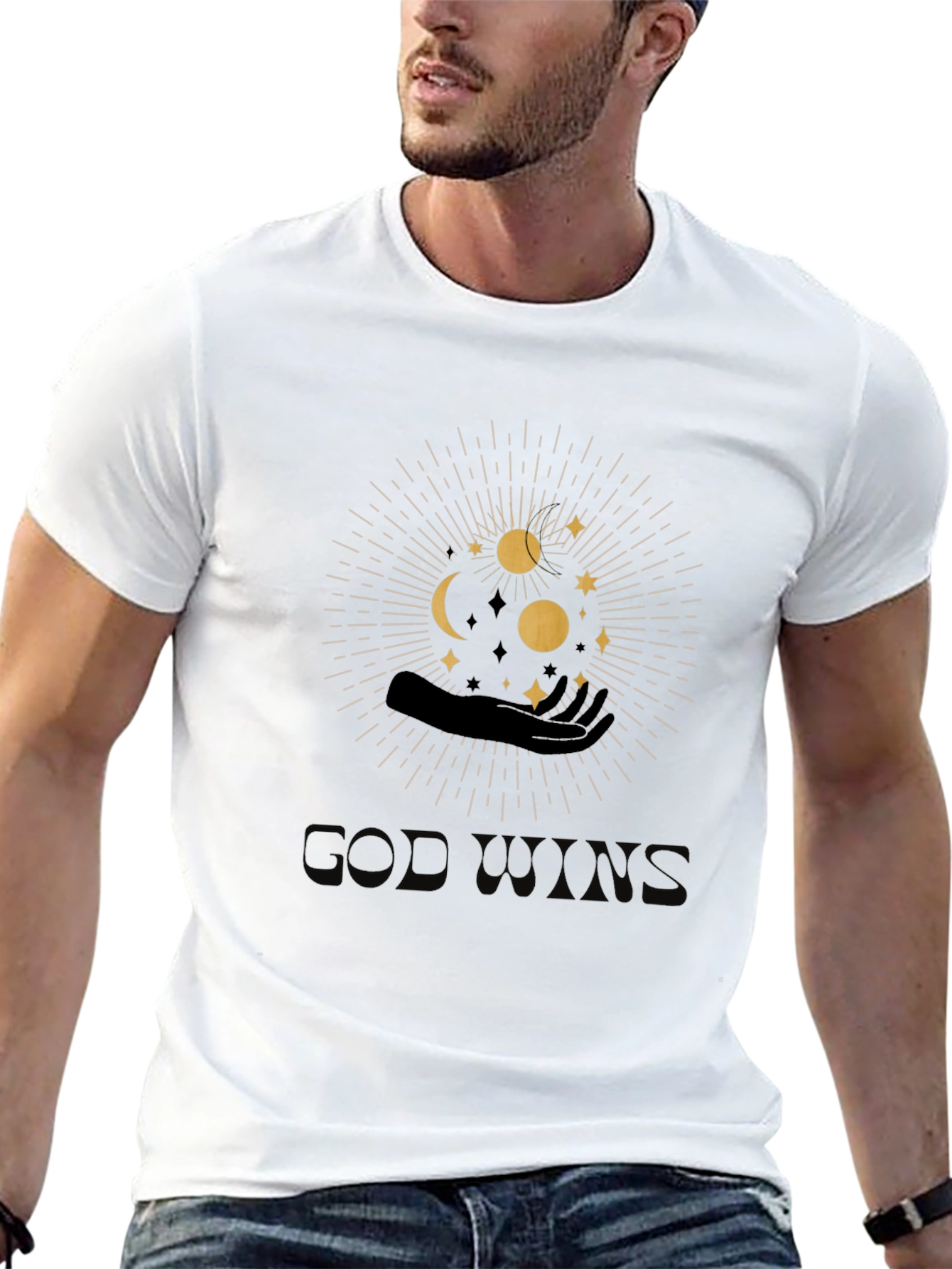 Mystic Hand & Celestial Print Graphic T-Shirt