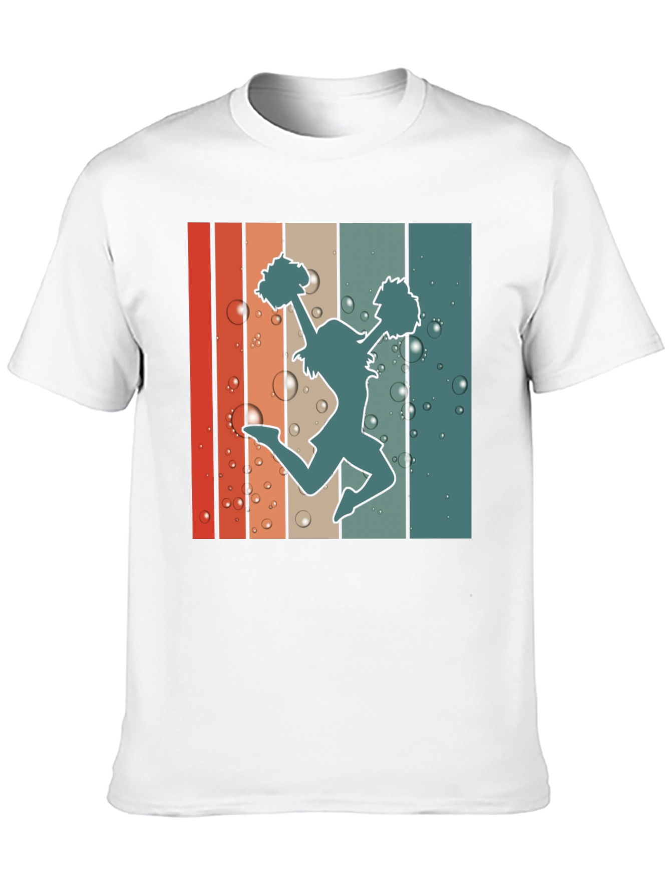 Retro Cheerleader Graphic T-Shirt - Black