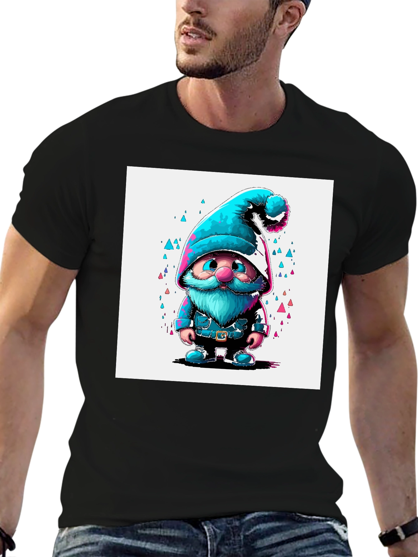 Gnome Graphic Tee - Stylish Black Cotton T-Shirt