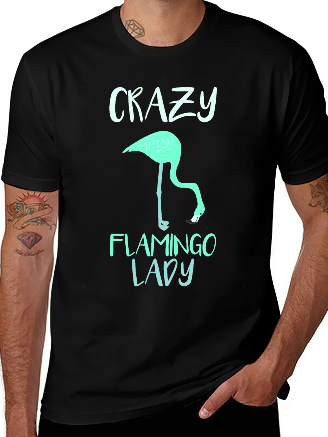 Crazy Flamingo Lady T-Shirt - Fun Graphic Tee