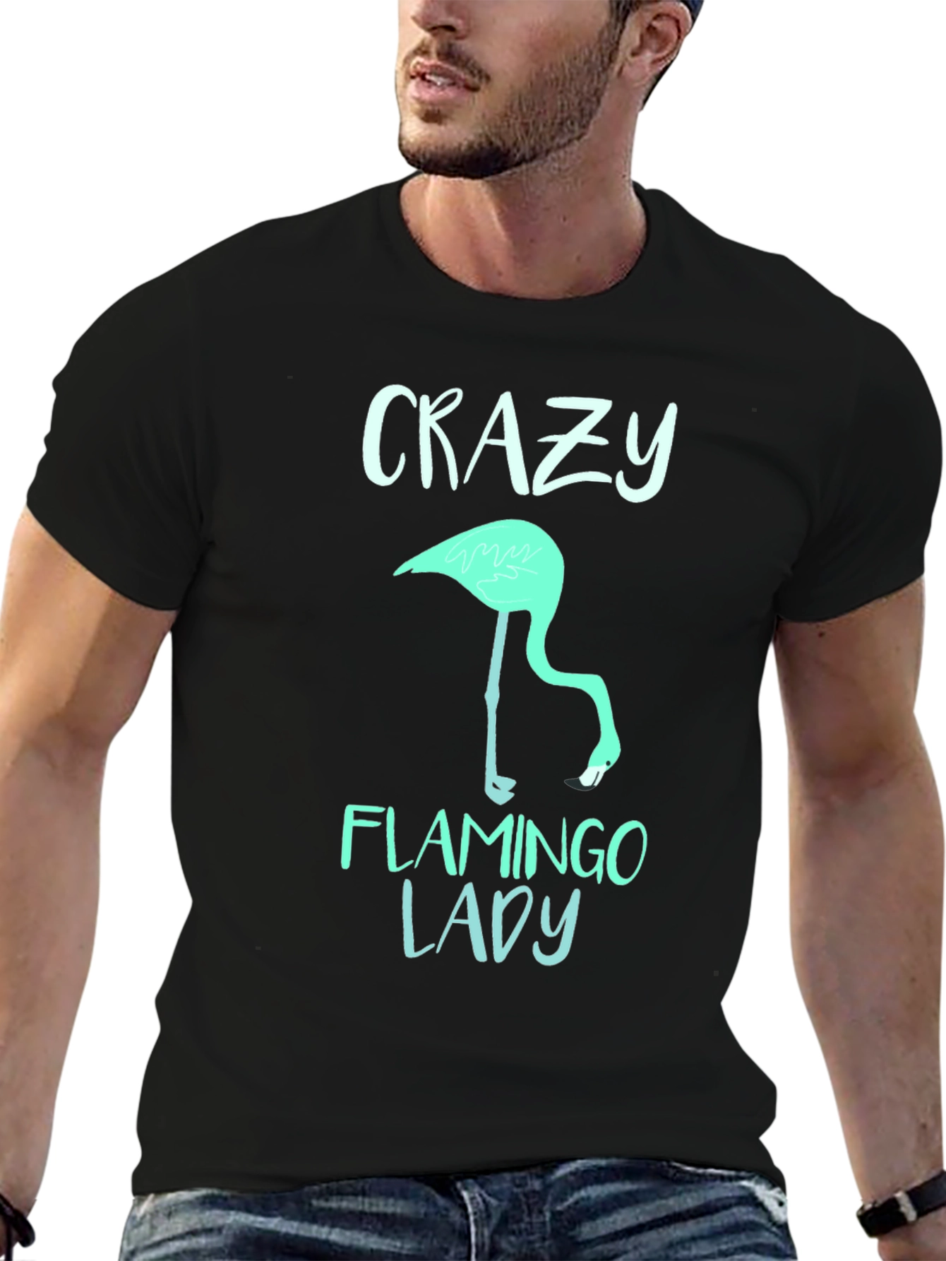 Crazy Flamingo Lady T-Shirt - Fun Graphic Tee