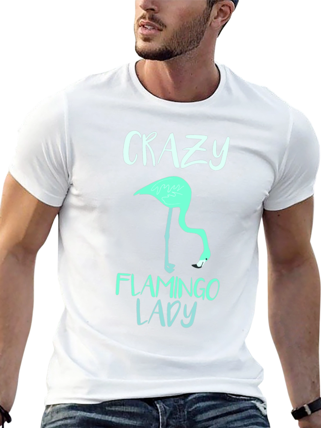 Crazy Flamingo Lady T-Shirt - Fun Graphic Tee
