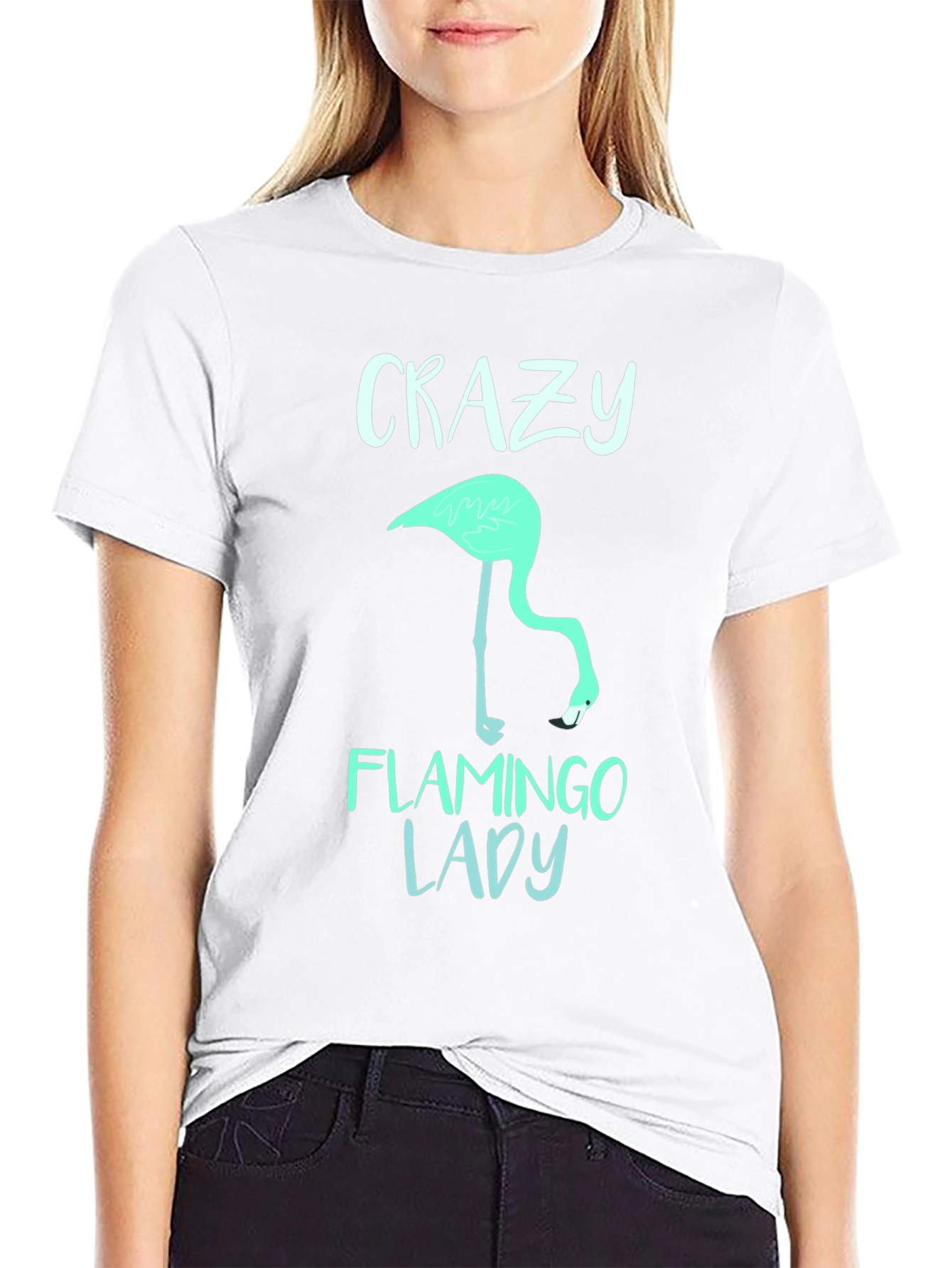 Crazy Flamingo Lady T-Shirt - Fun Graphic Tee