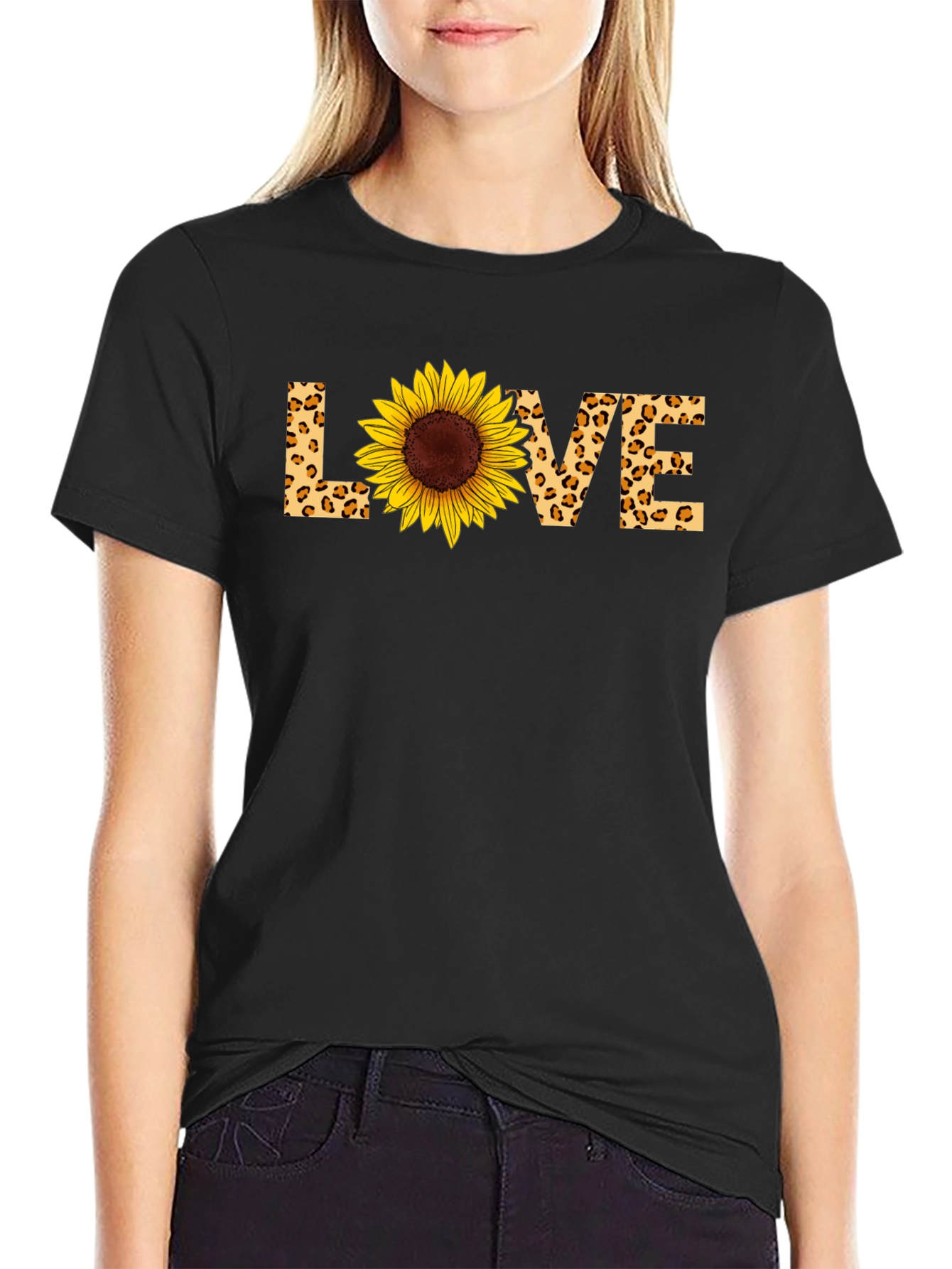 Sunflower LOVE Graphic T-Shirt - Black