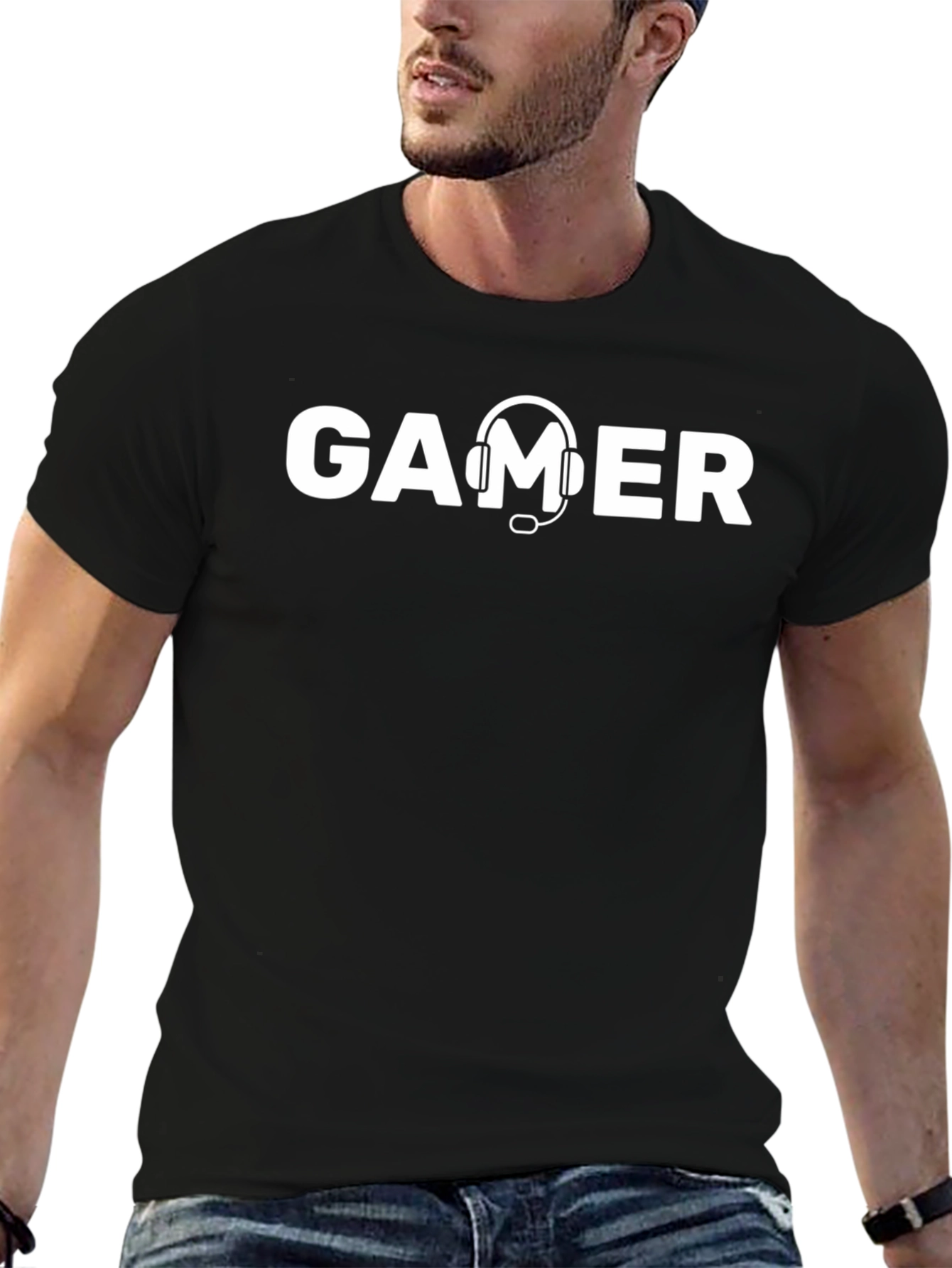 Gamer T-Shirt - Headset Graphic Print - Casual Wear