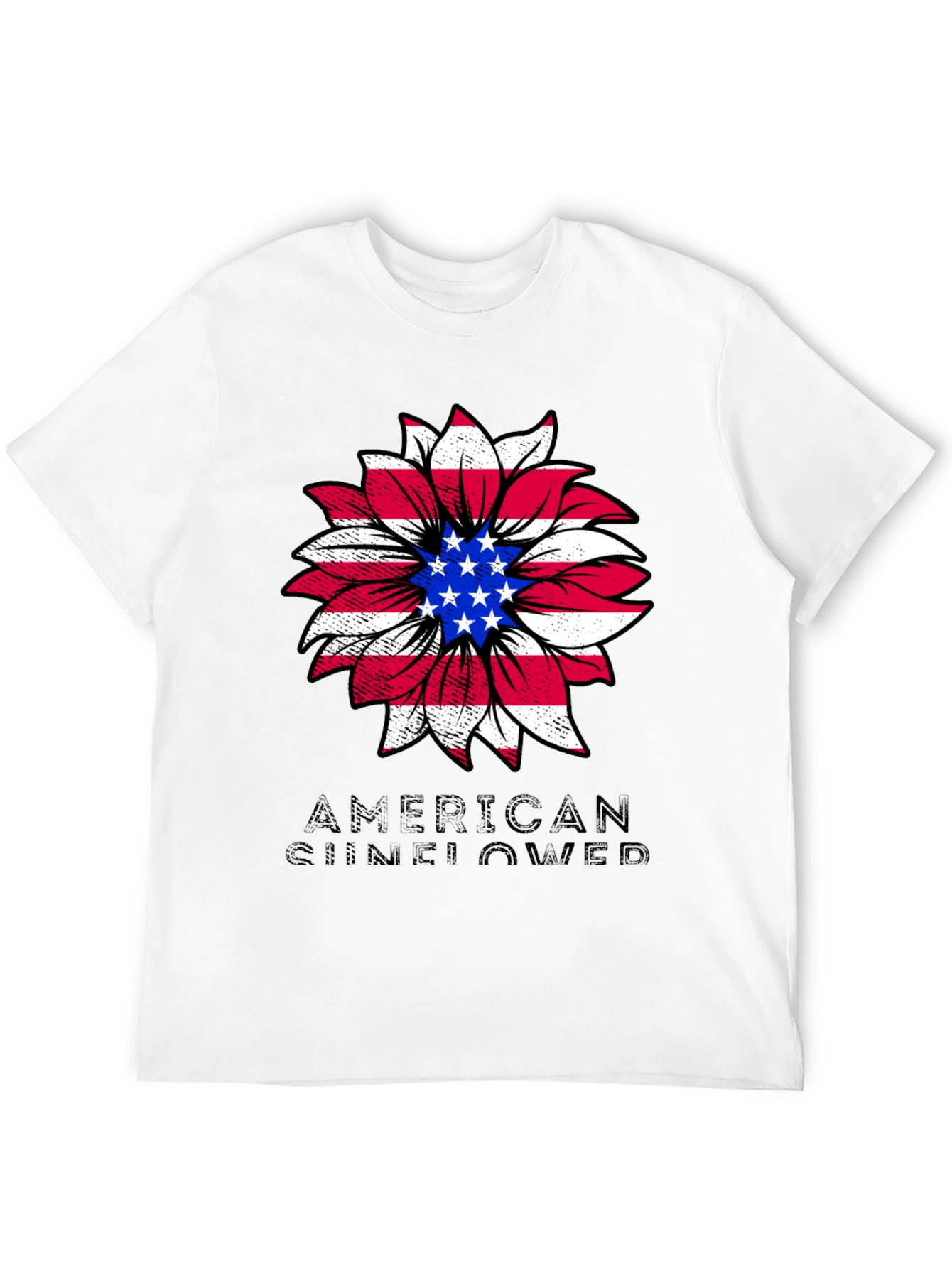 American Sunflower Graphic Tee - Patriotic Style