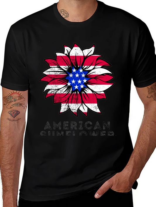 American Sunflower Graphic Tee - Patriotic Style