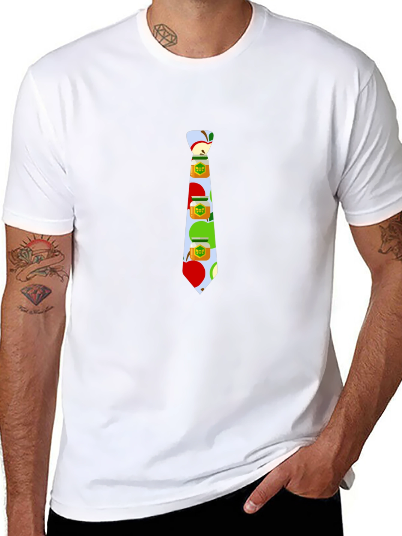Novelty Apple Tie Graphic T-Shirt