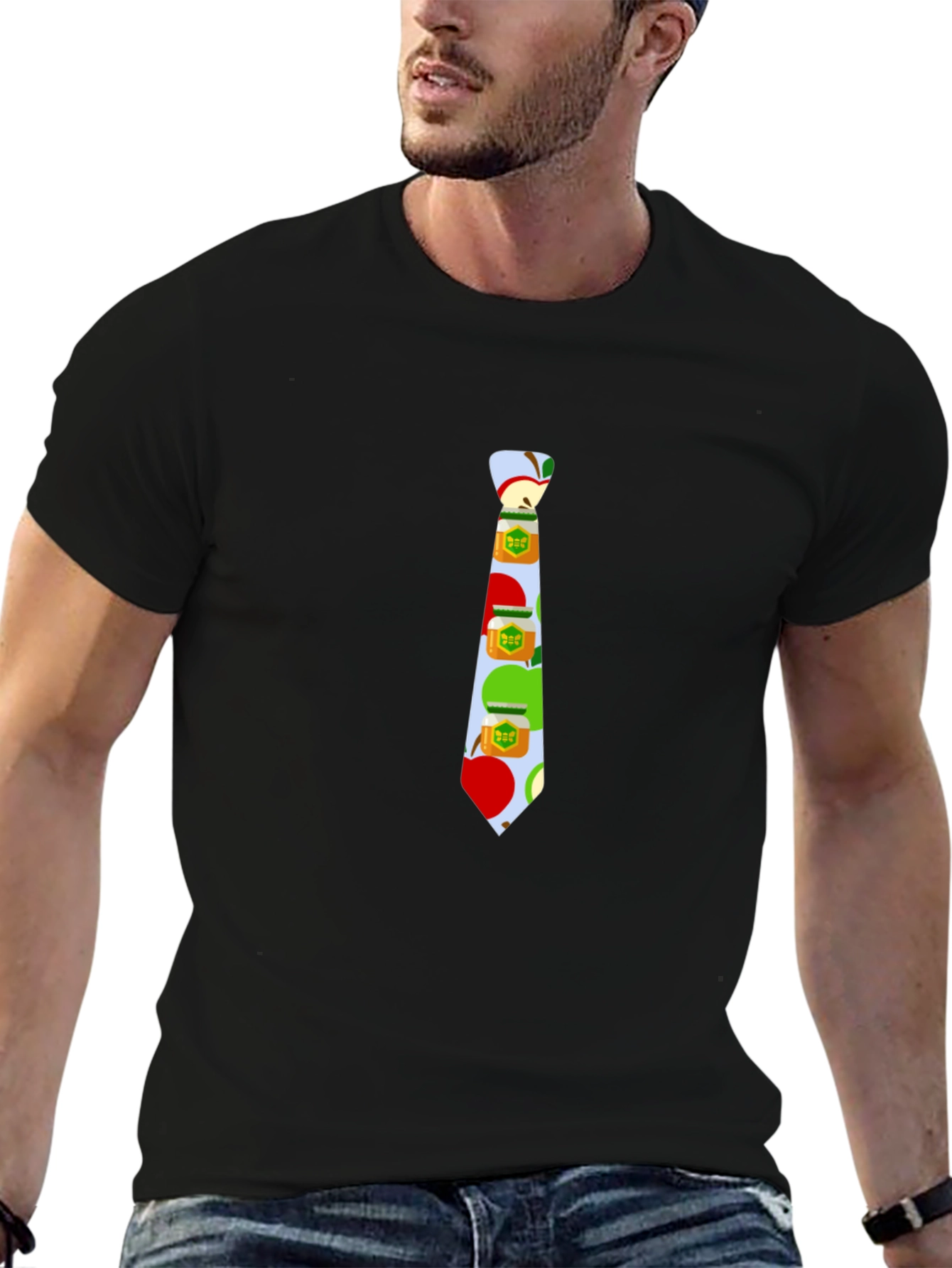 Novelty Apple Tie Graphic T-Shirt