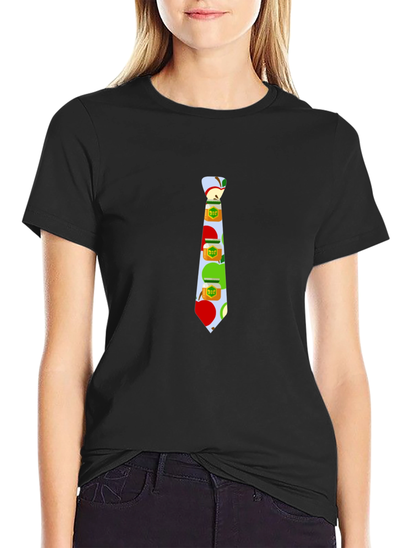 Novelty Apple Tie Graphic T-Shirt