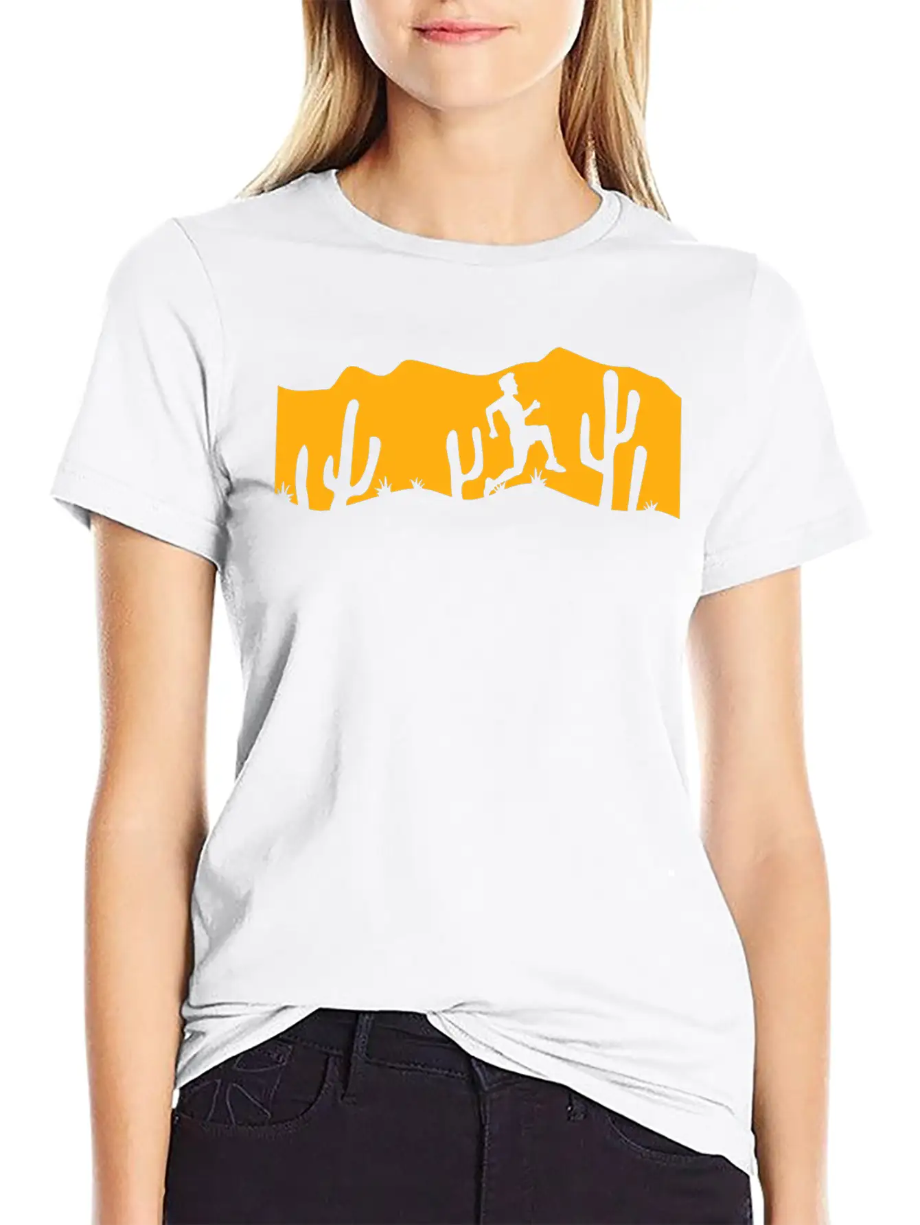Cacti Desert Man Running Fast Funny Running Fun Unisex Short Sleeve Soft Cotton T-Shirt – Casual Everyday Wear