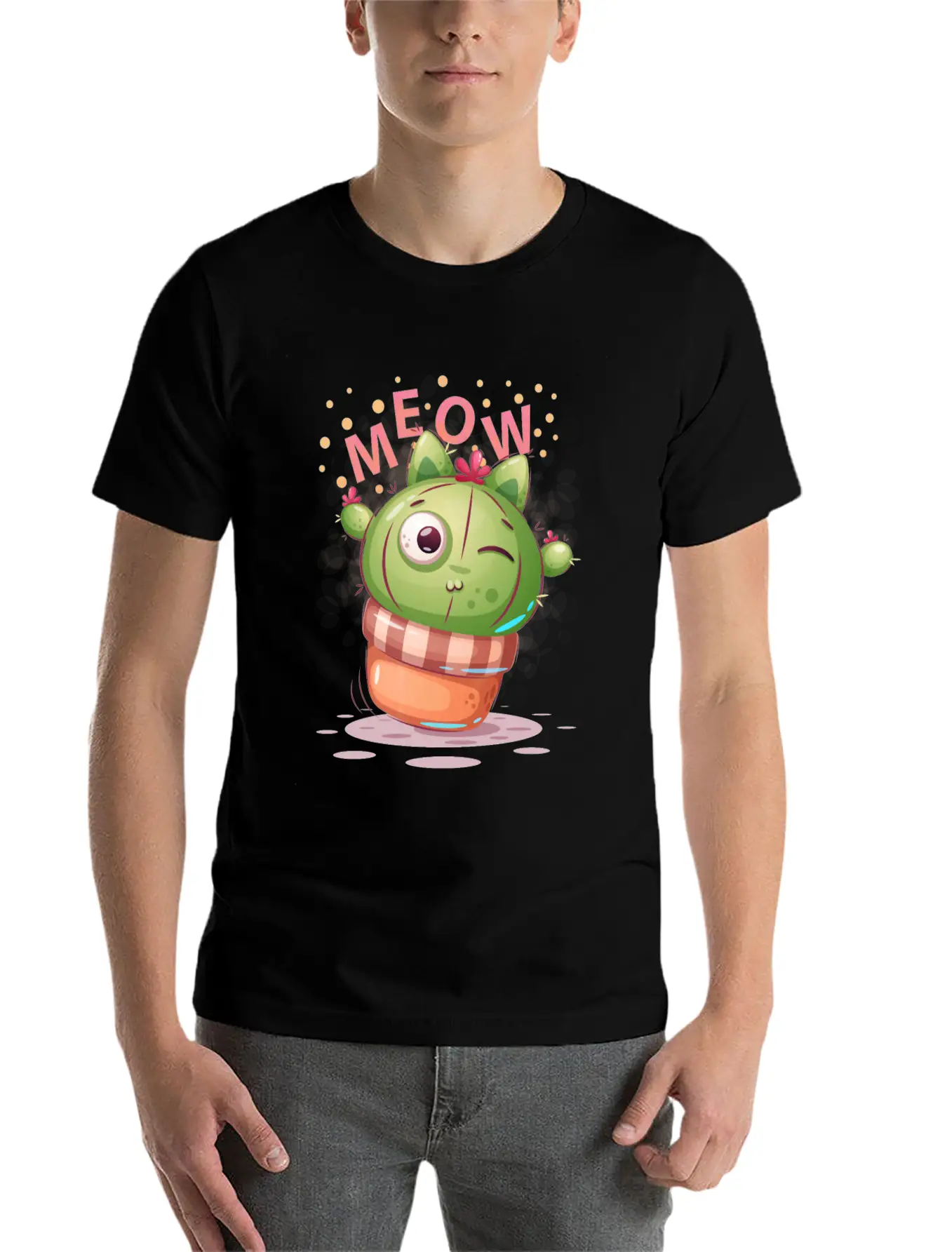 Cactus Cat Timeless Short Sleeve Tee – Comfy And Minimalist Design